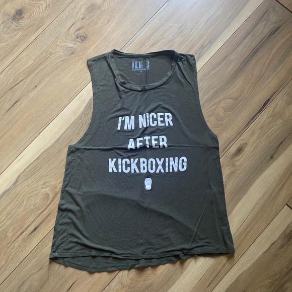 Olive Green I’m Nicer After Kickboxing Tank Top - Picture 1 of 2